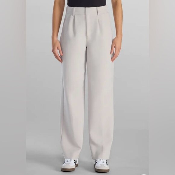 Bylt Midtown Wide Leg Pants Black Tailored High Rise Pleated Knit Women’s Size M - Picture 14 of 16